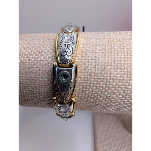 Brighton Two-Tone Crystal Accent Link Bracelet 7.5 Inch Length - Picture 5 of 8